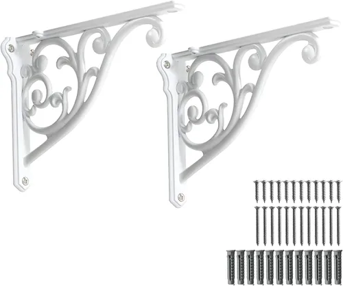 Vista 79 de Soportes de estante de 4 pulgadas, paquete de 4 soportes de pared de latón antiguo de alta resistencia, estantes decorativos de cocina victoriana