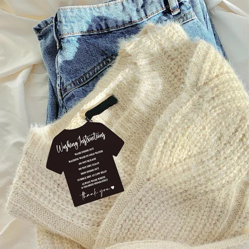 Vista 7 de 200 tarjetas de instrucciones de lavado, instrucciones de cuidado de limpieza de ropa, camiseta, inserción de instrucciones de dirección al cliente