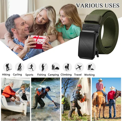 Vista 6 de LionVII Cinturón elástico de trinquete para hombre, cinturón elástico para trabajo con hebilla automática para hombres, ajustable para adaptarse a