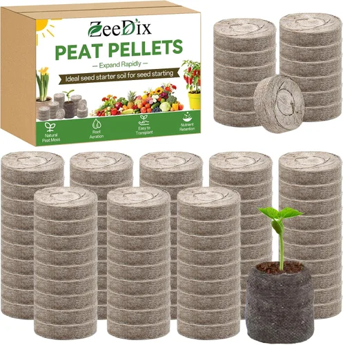 Vista 9 de ZeeDix 55 cápsulas de iniciación de semillas de 1.181 in, pellets de turba comprimida, tierra de inicio de semillas para inicio de semillas, cultivo
