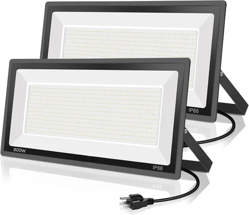 Vista 11 de YANYCN - Paquete de 4 reflectores LED de 100 W, luces de seguridad exterior súper brillantes con enchufe, luz de inundación impermeable IP66