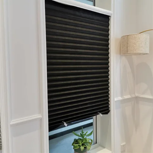 Vista 2 de Persianas para ventanas sin necesidad de perforación, persianas temporales inalámbricas sin herramientas adhesivas plisadas, persianas opacas