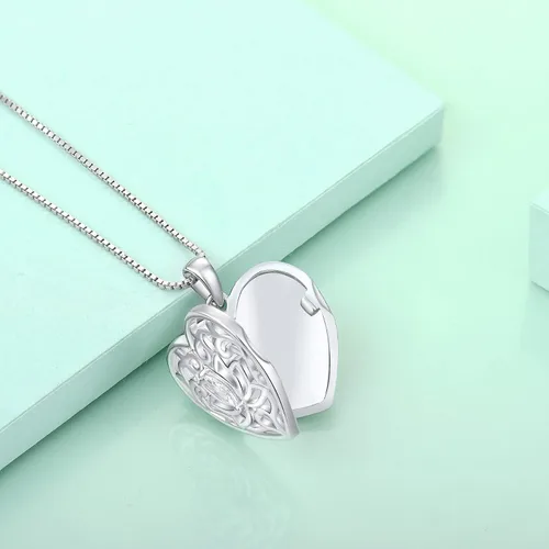 Vista 4 de STARCHENIE Collar con colgante de medallón de loto para mujer plata de ley 925 cadena de 180in