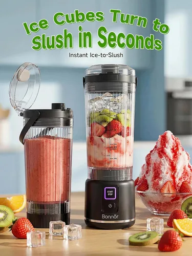 Vista 3 de Cordless Portable Blender for Smoothies, Shakes and Ice Crushing Black
