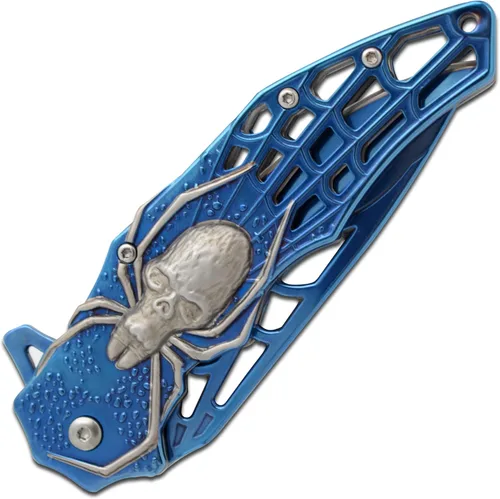 Vista 6 de Snake Eye Tactical Cuchillo de bolsillo plegable Mango de diseño de hoja resistente (azul)