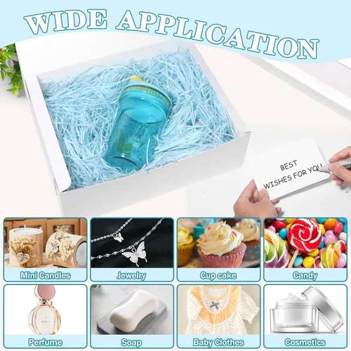 Vista 5 de 12 cajas de regalo grandes blancas con tapa, caja de regalo plegable de 12 x 9 x 4 pulgadas con cinta, cajas de regalo de fiesta para regalos, día