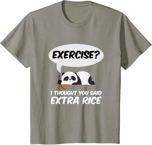 Vista 27 de ¿Ejercicio? I Thought You Said Extra Rice Panda Gift T-Shirt, Negro, S