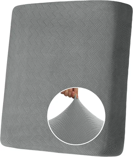 Vista 93 de YEMYHOM Funda de cojín para sofá, funda de cojín de asiento de alta elasticidad, tela jacquard geométrica de felpa, protector de sofá antideslizante