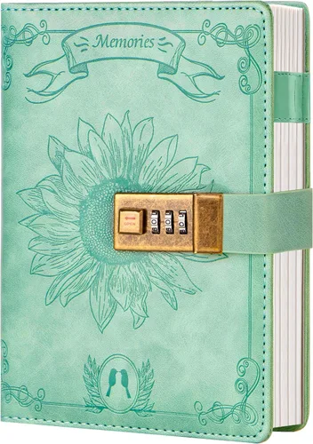 Vista 16 de Diario de bloqueo para mujer, diario vintage con cerradura personal, recargable, diario de bloqueo de cuero, cuaderno de escritura B6 para niñas