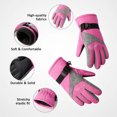 Vista 5 de Walsking Guantes de invierno para niños, resistentes al agua, para esquí, clima frío, aislados, para snowboard, para niños, niñas y jóvenes