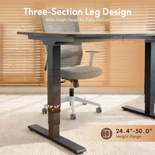 Vista 6 de FLEXISPOT E6 MAX Woodix - Escritorio de pie de madera maciza de acacia de 48 x 24 pulgadas, doble motor, resistente, capacidad de 330 libras