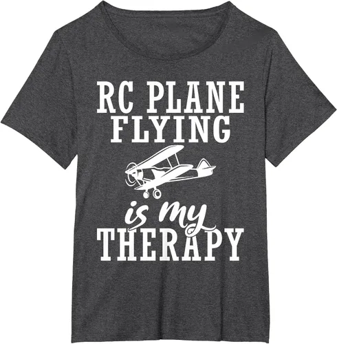 Vista 9 de RC Plane Flying is My Therapy RC Plane T-Shirt Asphalt Grey