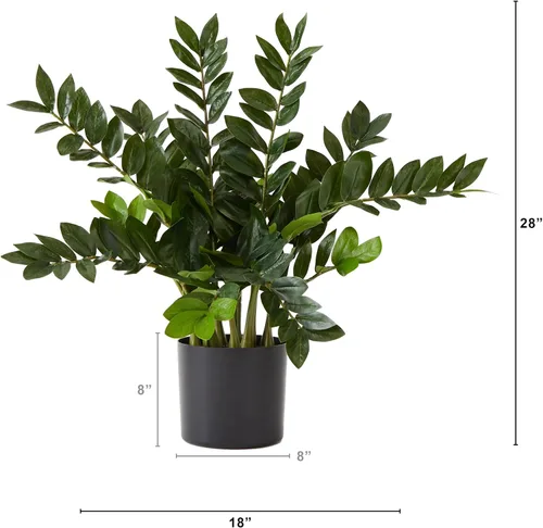 Vista 2 de Nearly Natural - Planta artificial ZZ de 28 pulgadas, planta Zamioculcas con maceta decorativa