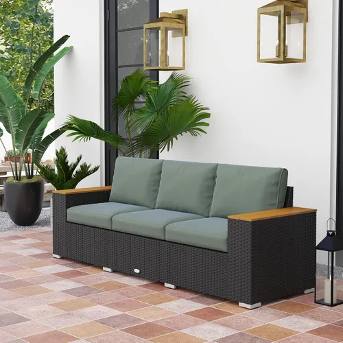 Vista 2 de 3Seat PE Rattan Wicker Sofa Wide Armrests Cushions Dark Gray Weather-Resistant Comfortable All-Weather Premium Durable Robust