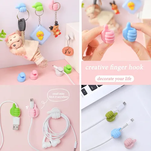 Vista 5 de 16 Piezas Ganchos de Pared de Pulgar de Silicona Creativos - Clip de Cable Adhesivo Multifunción, Clips Organizadores de Cable de Pulgar