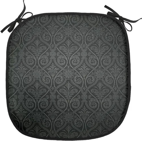 Vista 123 de Lunarable Floral Chair Cushion Pad, Flower Petal with Oriental Detail Culture Design, Seat Padding for Kitchen & Patio with Anti-Slip Backing