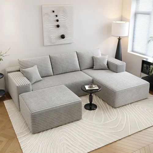 Vista 16 de Sofá seccional Cloud de 107.5 pulgadas con diván en forma de L, sofá modular moderno con asiento profundo, sofás tapizados para sala de estar Camello
