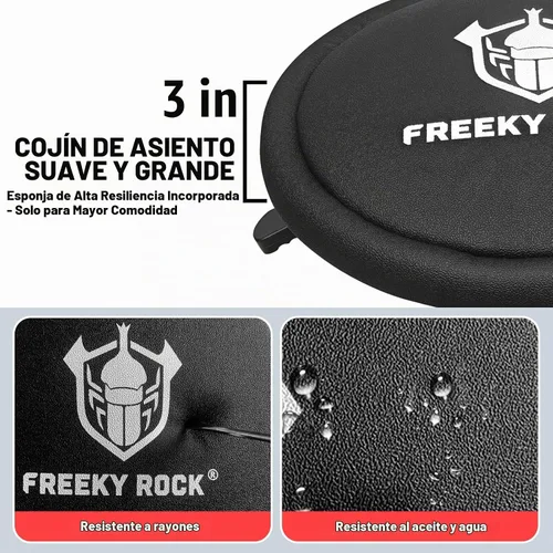 Vista 7 de Taburete de taller rodante con ruedas, taburete de trabajo de garaje resistente para mecánicos, altura ajustable de 22.44"-28.94", silla giratoria