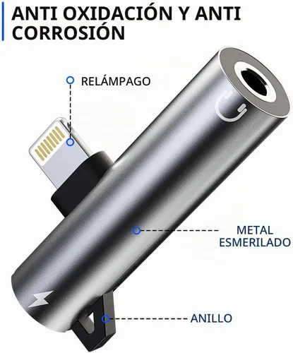 Vista 6 de Adaptador de auriculares Lightning a conector de audio AUX de 0.138 in y extensor de cargador Dongle auricular divisor compatible con iPhone 12 Mini
