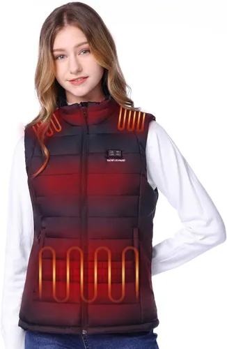 Vista 9 de SNOW LEOPARD Chaleco térmico para mujer con batería, ligero, calentamiento de invierno, lavable, ajuste delgado para esquí, caza