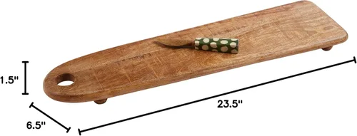 Vista 3 de Mud Pie Juego de tablas de servir con patas largas, tablero de 6 x 22 pulgadas Esparcidor de 6 pulgadas