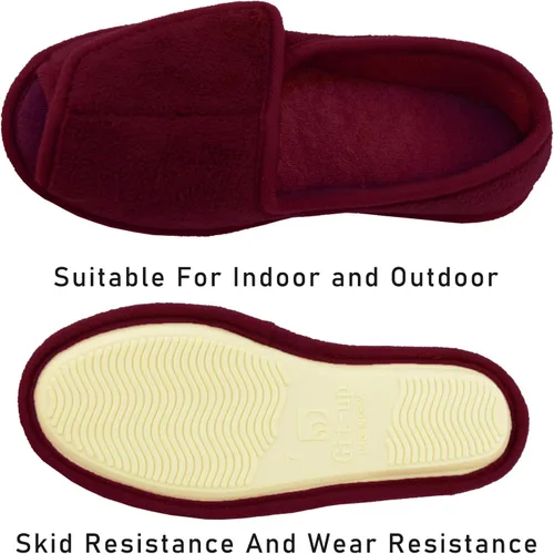 Vista 16 de Git-up -Pantuflas para mujer con diabetes/artritis/edema, cierre ajustable, espuma viscoelástica, punta abierta, extra ancha