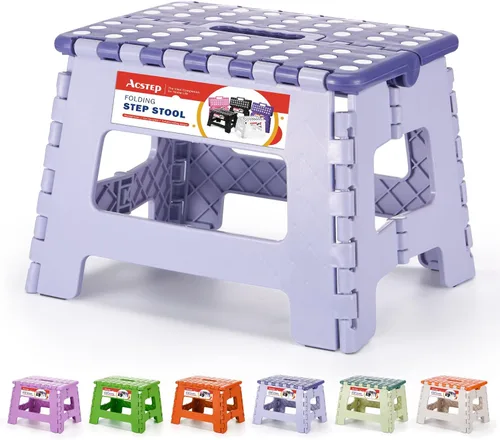 Vista 22 de ACSTEP Taburete plegable de 9 pulgadas, capacidad de 300 libras, taburetes plegables de plástico para niños y adultos, taburete plegable adecuado