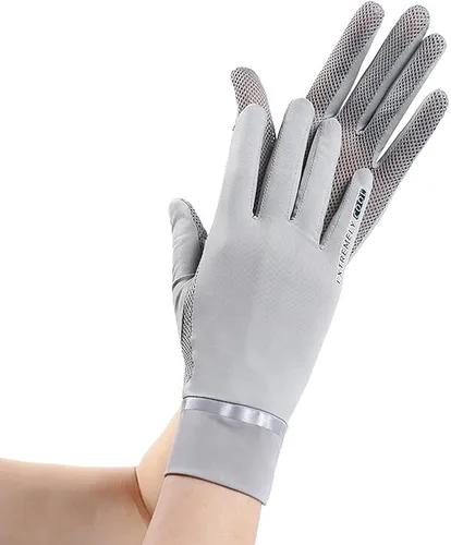 Vista 2 de IPENNY Guantes de verano para mujer, protección solar UPF 50+, 2 dedos, malla abatible, transpirable, para pantalla táctil, antideslizantes
