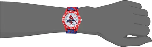 Vista 2 de Marvel Spider-Man Kids' Plastic Time Teacher Analog Quartz Nylon Strap Watch