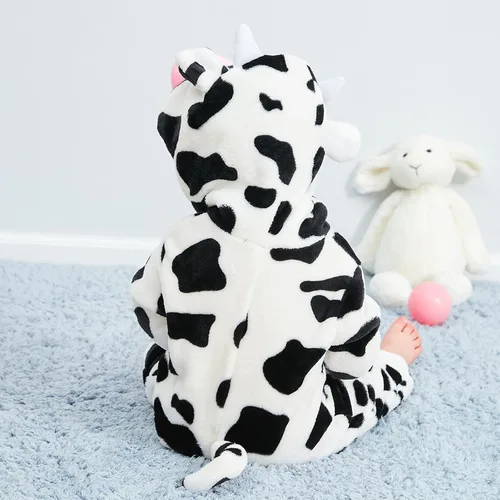 Vista 12 de Mameluco unisex de franela para bebé, disfraz de animal con capucha de dibujos animados