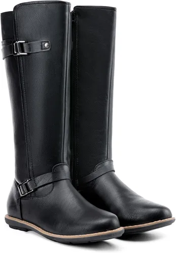 Vista 7 de Jeossy Botas altas hasta la rodilla 9655 para mujer, botas planas de equitación con hebilla y cremallera para mujer