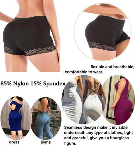 Vista 2 de Bragas acolchadas para levantamiento de glúteos realzadoras de cadera moldeadoras de cuerpo control de abdomen ropa