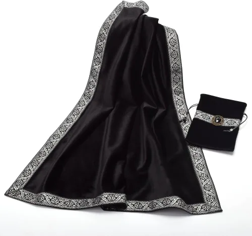 Vista 2 de BLESSUME Mantel de tarot de altar para lectura con bolsa negra
