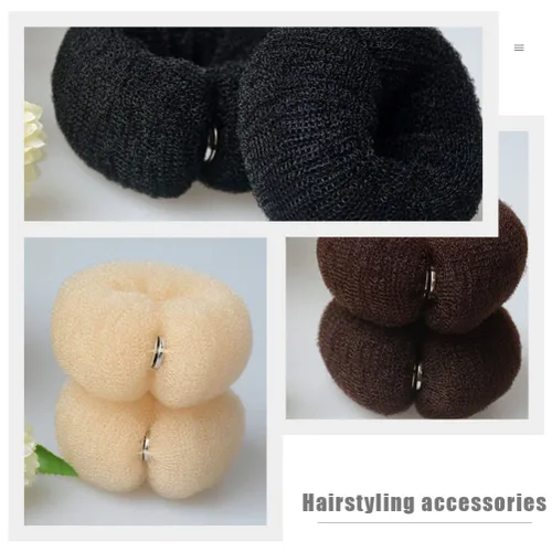 Vista 7 de Moldeador de donas grande, 6 piezas para hacer moños de cola de caballo, moño, moño de dona, bandas elásticas para el cabello, moldeador de donas