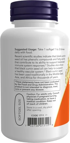 Vista 3 de NOW Foods Suplementos, Aceite de Semilla de Comino Negro, 1000 mg, Soporte Cardiovascular*, 60 Cápsulas Blandas
