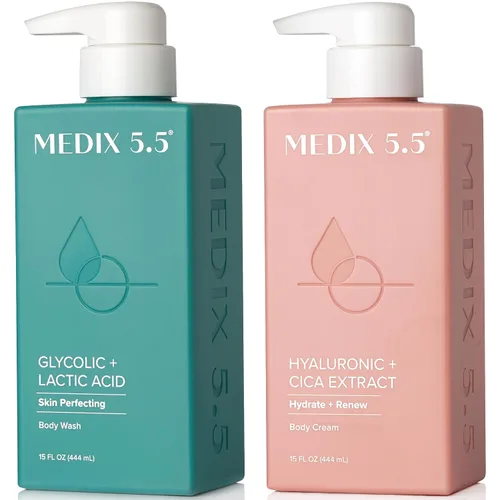 Vista 18 de MEDIX - Juego de 3 piezas para el cuidado de la piel antienvejecimiento Limpiador facial y corporal espumoso exfoliante con ácido glicólico AHA +