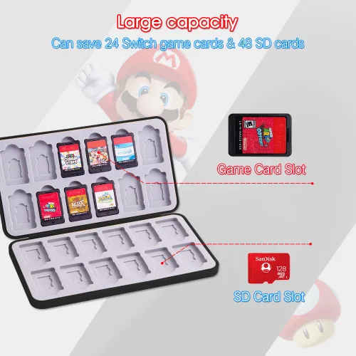 Vista 91 de PERFECTSIGHT Switch Game Case Compatible with Nintendo Switch Game Holder for Switch OLED/ Lite Game Card Case Cartridge with 24 Slots Game Card