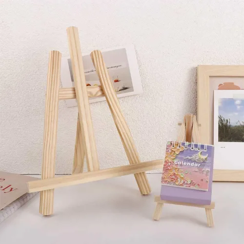 Vista 5 de Mini caballete de exhibición de madera, soporte de mesa de madera natural para lienzos pequeños, manualidades infantiles, tarjetas de visita