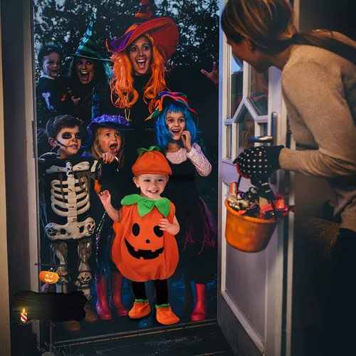 Vista 5 de EVNEED Disfraz de calabaza de Halloween, lindo disfraz de calabaza de Halloween para niños y niñas, ropa de fiesta de disfraces de calabaza