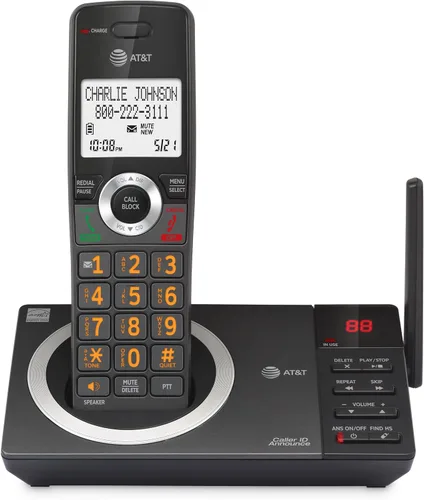 Vista 19 de AT&T DECT 6.0 Teléfono doméstico con cable o inalámbrico con 1 auricular y contestador, bloqueador de llamadas inteligente, identificación
