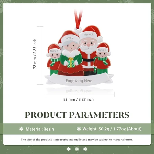 Vista 2 de Adornos de Navidad personalizados 2023, adorno familiar con nombre de familia, decoraciones de Navidad para colgar adornos para árbol de Navidad