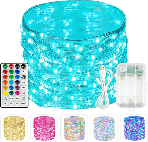 Vista 28 de Guirnalda de luces LED enchufables de 33 pies, impermeable, para exteriores e interiores, 8 modos con temporizador, luz de Navidad, decoración