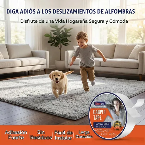 Vista 5 de Eterart Cinta Adhesiva de Doble Cara Resistente para Alfombras de Área, Pisos de Baldosas y Madera Dura, Sobre Alfombra, Cinta para Alfombras