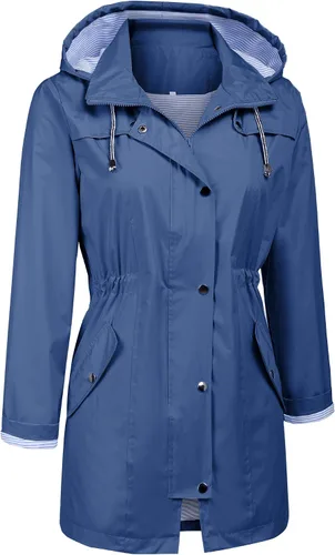Vista 3 de Zcfire Chubasqueros para mujer, rompevientos, impermeable, ligera, con capucha, para exteriores, tallas S-XXL