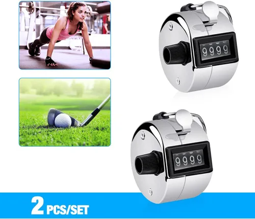 Vista 2 de Juego de 2 unidades portátil de 4 dígitos de mano número clic contador de golf Tally Recorder