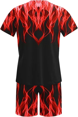Vista 4 de Traje deportivo piezas hombre estampado manga corta cuello redondo camisa pantalones cortos pantalón chándal 2 piezas