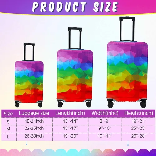 Vista 2 de Sweetude Funda de equipaje de viaje, lavable, protector de maleta con diseño de rombos geométricos, para equipaje de 18 a 28 pulgadas, 3 tamaños