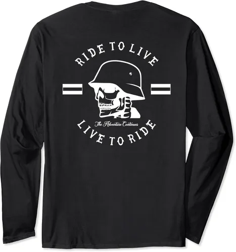Vista 2 de Live to Ride - Camiseta de manga larga para motociclista Bobber Dyna Softail, Negro