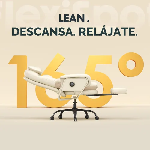 Vista 3 de Silla de oficina ergonómica FLEXISPOT con reposapiés, silla de escritorio de computadora de respaldo alto, silla de salón interior con ruedas