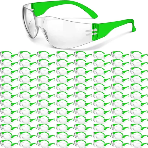 Vista 10 de Yunsailing Paquete de 100 gafas de seguridad a granel a prueba de salpicaduras, gafas de protección ocular resistentes a los arañazos y impactos